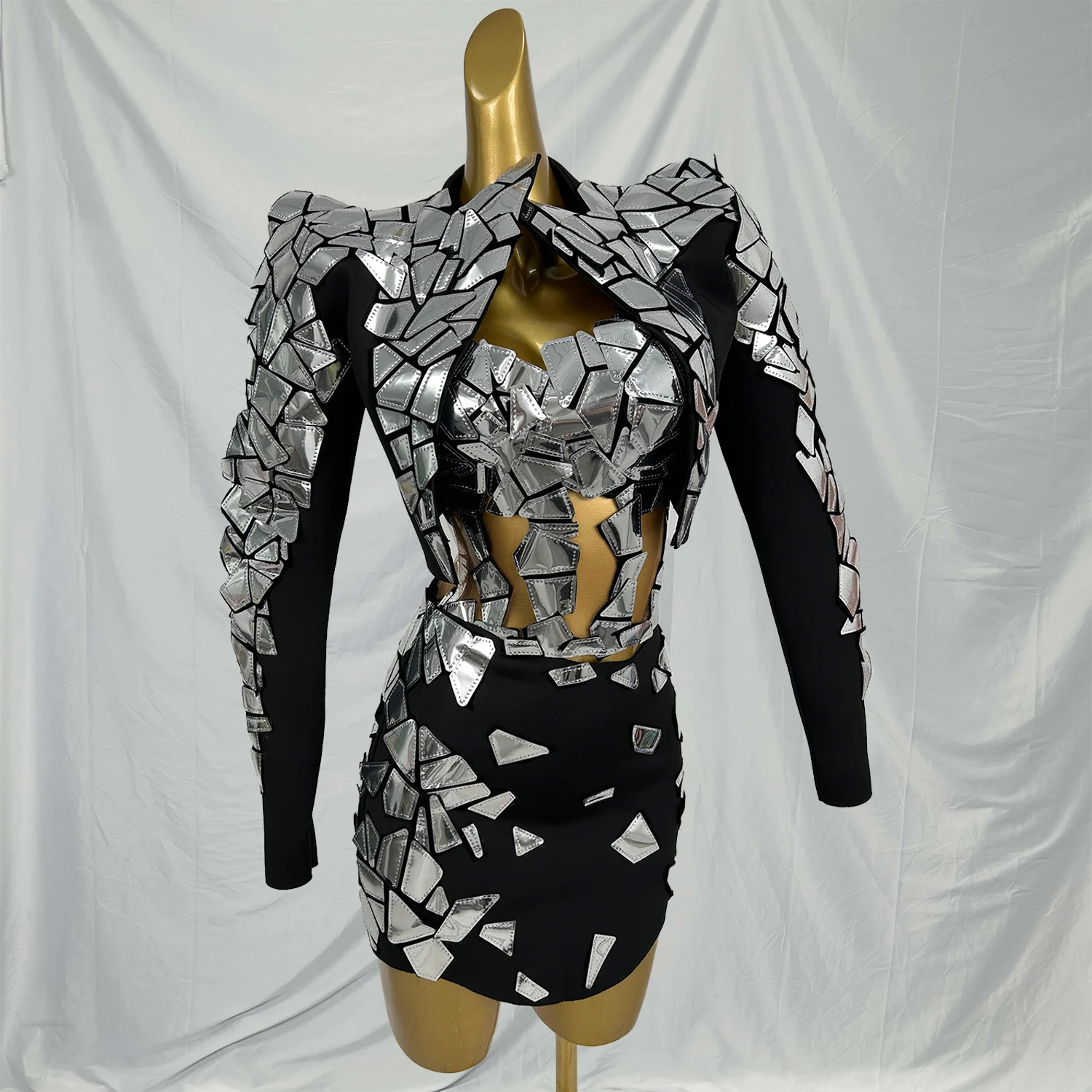 Suipian Sexy Bling Pailletten Bh Mini Röcke Outfit Sets Sänger Tänzer Bühne Leistung Tragen Frauen Bodycon Nachtclub Party Kleid