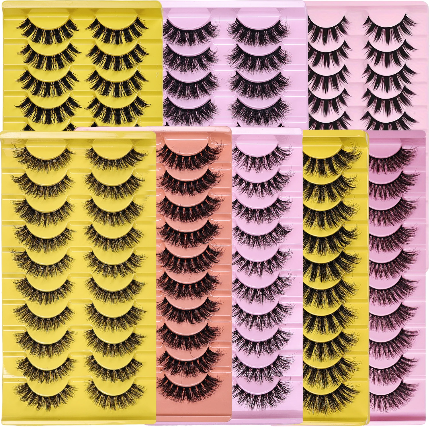 Natural Look False Eyelashes Thick Fluffy Fake Lashes Pack Wispy Strip Fake Eyelashes Cat Eye Lashes that Look Like Extensions