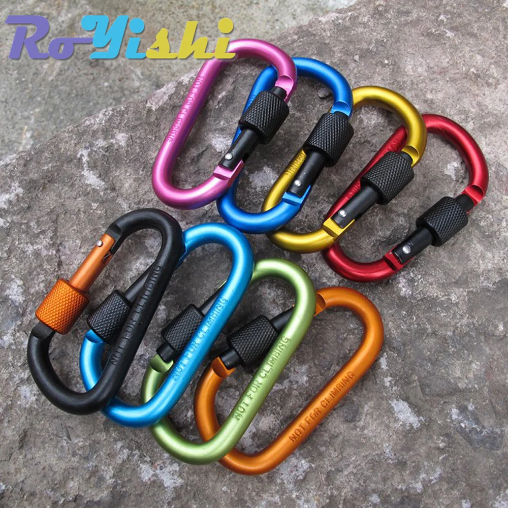 1Pcs Aluminium Carabiner D-Ring Sleutelhanger Clip Karabijnhaak Karabijnhaak Camping Sleutelhanger 8 Kleuren