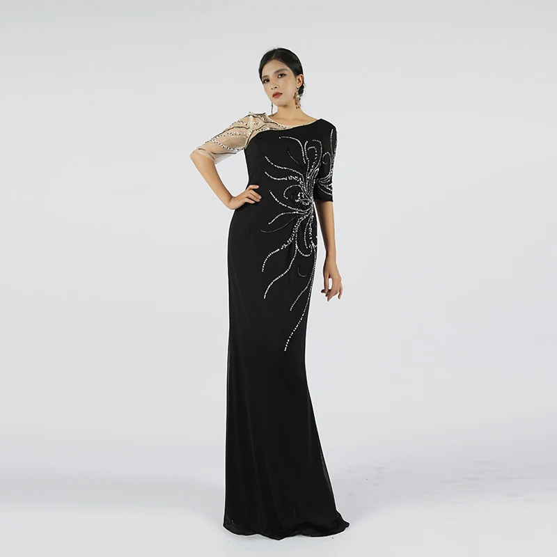 Baisha Luxury Evening Dress For Women 2024 New Handmade Beaded Long Mermaid Gown Plus Size For Special Occasions C6