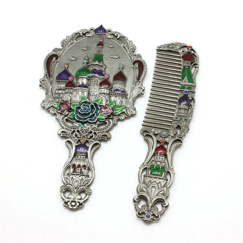 Gương mỹ phẩm cầm tay lâu đài cổ điển dành cho nữ Gương cầm tay phong cách Nga