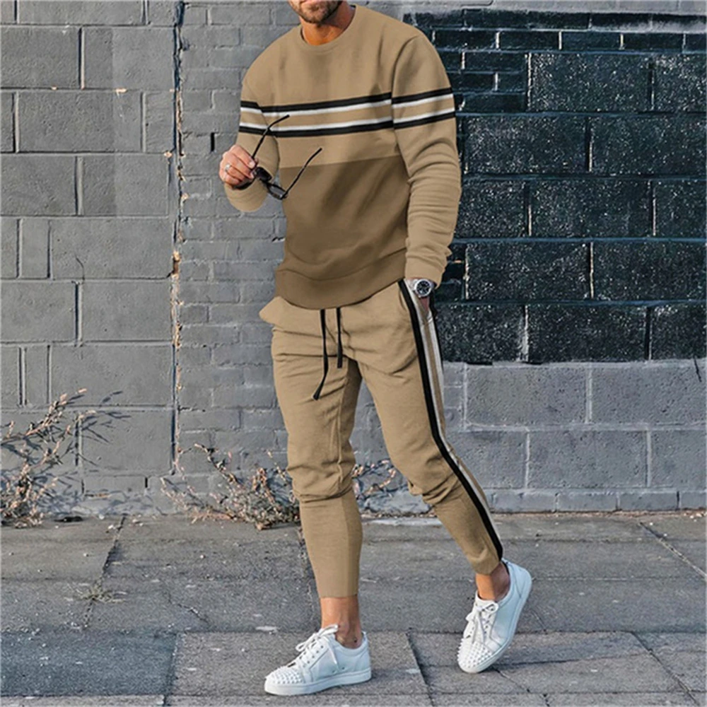 Summer Men\'s 2 Piece Sets Tracksuits Long Sleeve T Shirt+Long Sweatpants Set Streetwear Sportstreet Men Oversized Men Clothing