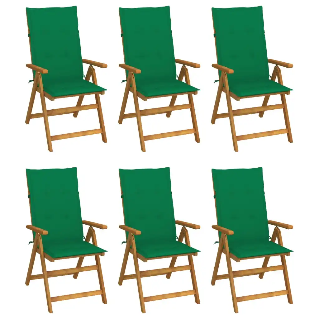 

6PCS Folding Patio Chairs Solid Acacia Wood Comfortable Arm Chairs with Cushions for Outdoor Lounge