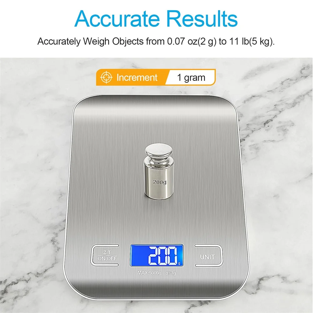 Digital Kitchen Scale, Professional Digital Scale 10kg/1g Accurate Measurement, Stainless Steel Kitchen Scale for Baking Cookin