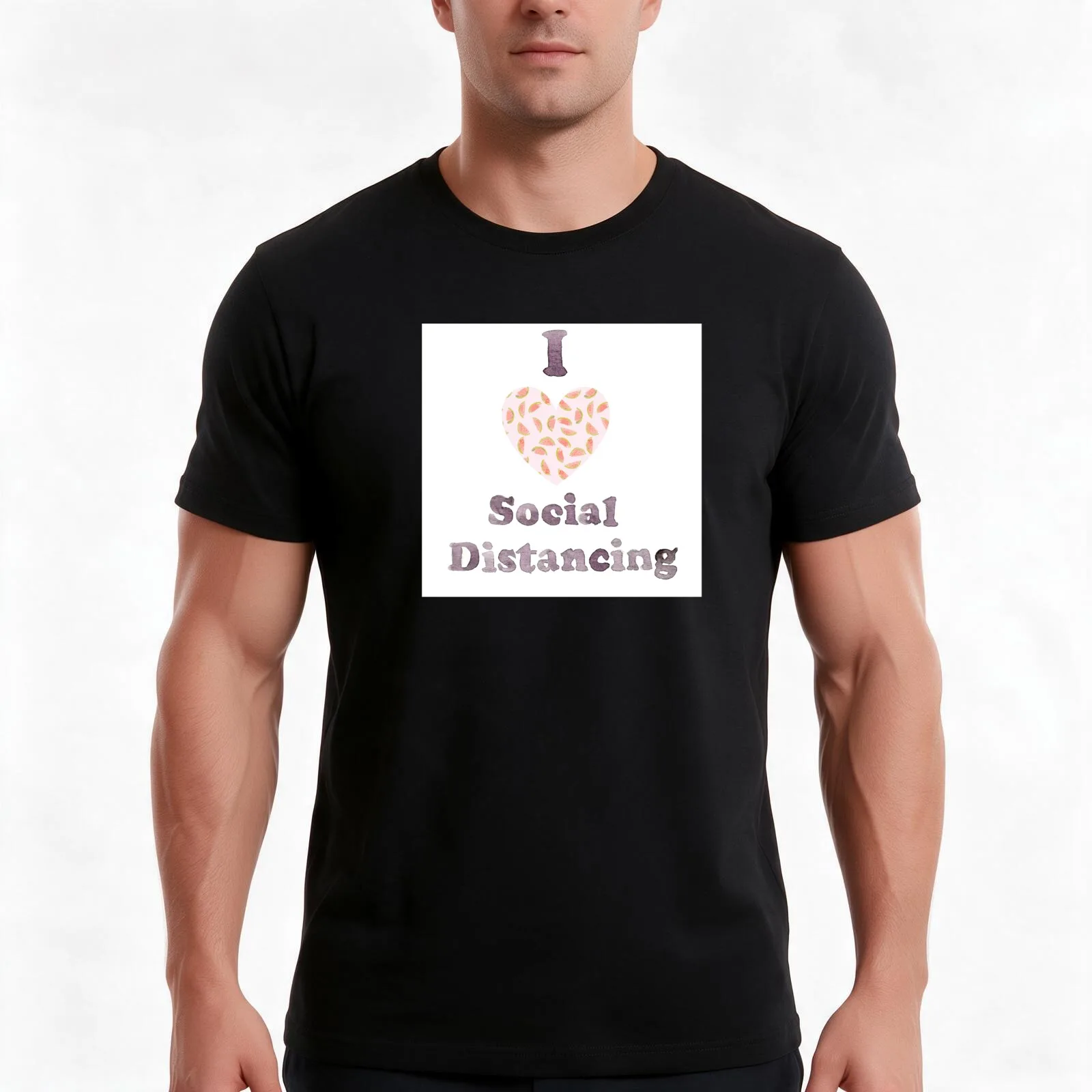 I love social distancing T-Shirt, Summer Casual Cotton Tee, Oversized Streetwear Tops, Vintage Graphic Print, Unisex Men Women