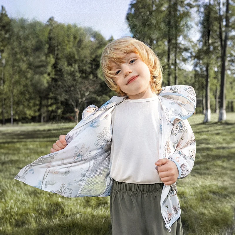 OUYUN Kids UPF50+ Sun Protection Jacket Summer Lightweight UV Skin Coat for Boys & Girls Toddler Outdoor Outwear