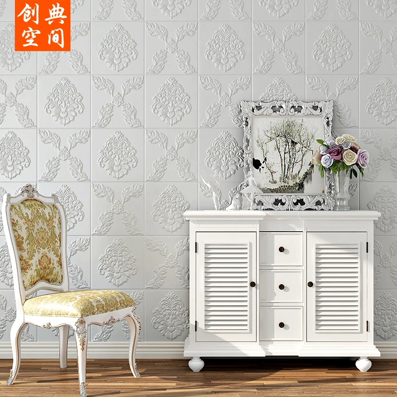 3D three-dimensional European style big wall sticker foam wallpaper wallpaper living room background wall sticker