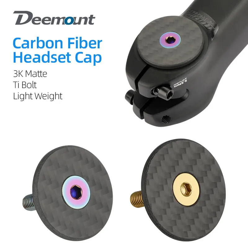 Carbon Fiber Headset Cap W/M6 * 35mm Titan Schrauben 1-1/8 "1-1/4" Gabel Vorbau Top 3K Matt Abdeckung Fahrrad Headset Zubehör