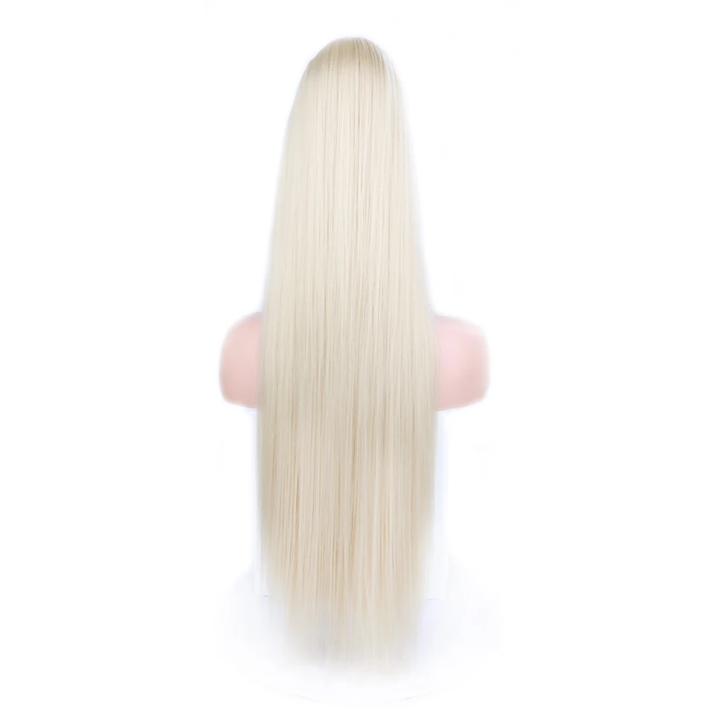 30 Inch Long Bone Straight Ponytails Blonde 613 Color Synthetic Drawstring Ponytail Hair Extensions Straight Ponytails for Women