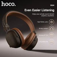 HOCO Retro PU cuero inalámbrico Bluetooth 5,4 auriculares 40MM altavoz de graves profundos música deportes HiFi Audio auriculares moda sobre la oreja
