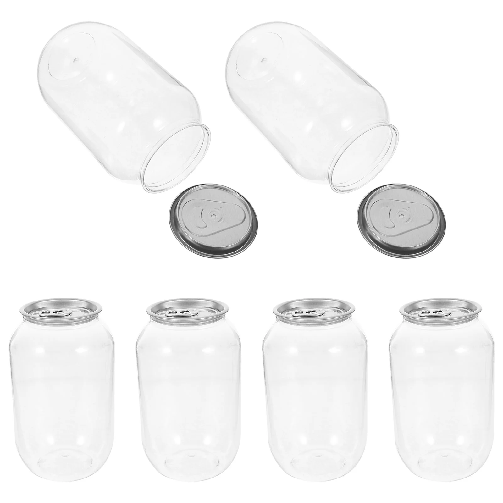 10 Pcs Cans Juice Canning Jars Empty Soda Water Pitcher Beverages Storage Bottles for Easy Open Lid