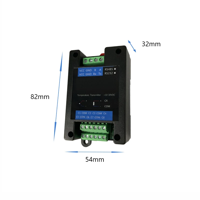 Conversor de termopar rs485 do ruído 8 canais j tipo transferência do sensor do transmissor de temperatura para rs485 modbus-transdutor de sinal rtu