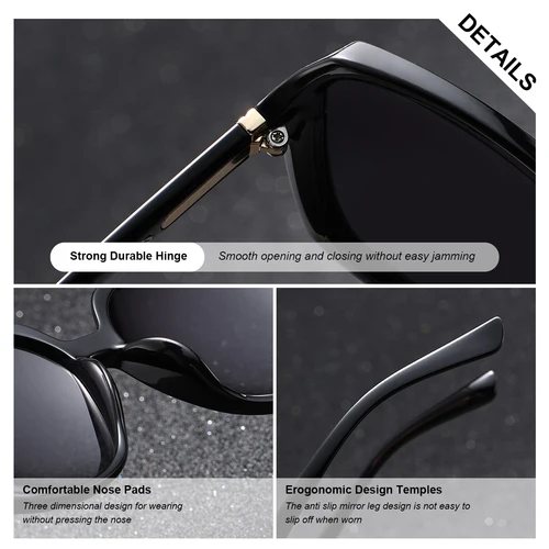 Imagen 2 del producto BARCUR moda mujer gafas de sol colores degradados PC elíptico marco grande UVA/B gafas de sol polarizadas paquete de caja de regalo blanca