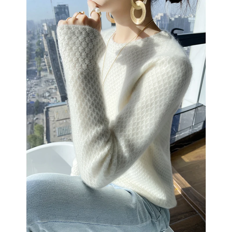 2023 Autumn Winter New 100% Cashmere Sweater O-neck Women\'s High Quality Pullover Female Loose Large Size Thicken Knitted Jumper