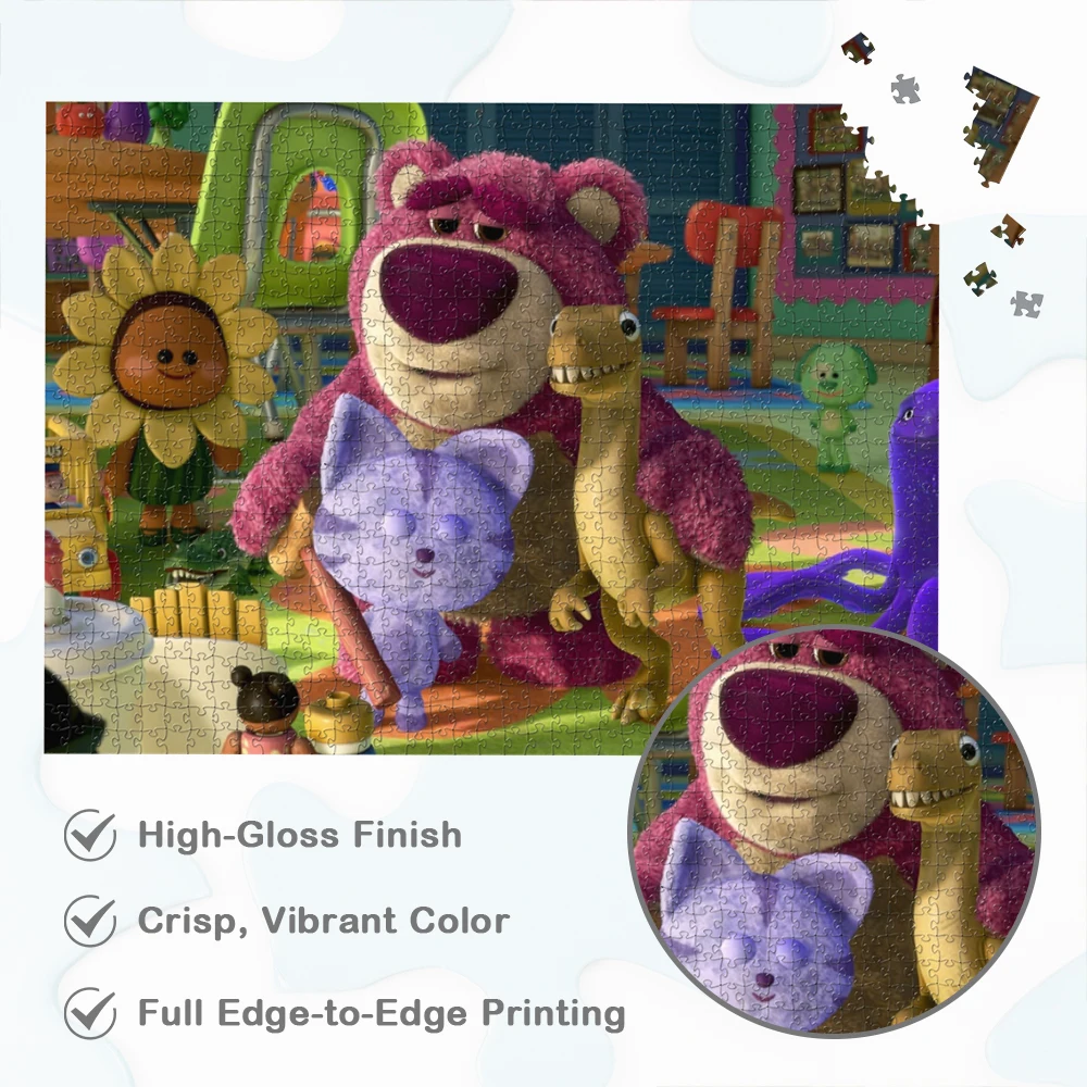 Lotso Toy Story Unique Design Puzzle Cute Cartoon Pink Bear Jigsaw Puzzles Montessori Educational Toy DIY Large Puzzle Game Gift