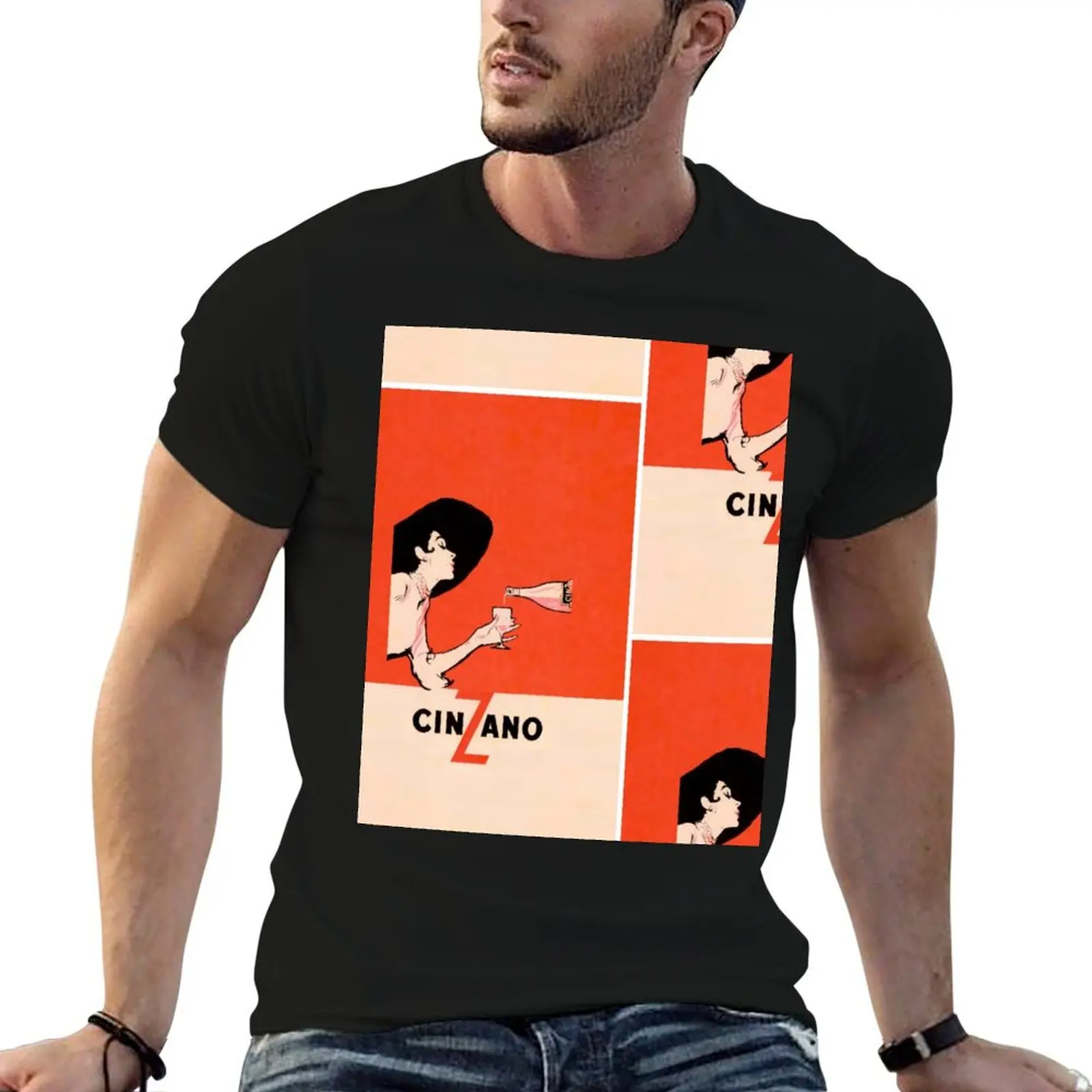 Camiseta Cinzano, camisetas divertidas de algodón, camisetas gráficas para hombre, camiseta para hombre
