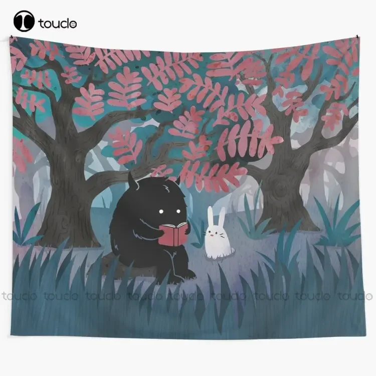 Another Quiet Spot Quiet Spot Monster Bunny Cute Forest Woods Tapestry Funny Wall Tapestry Custom Decoration Wall Hanging