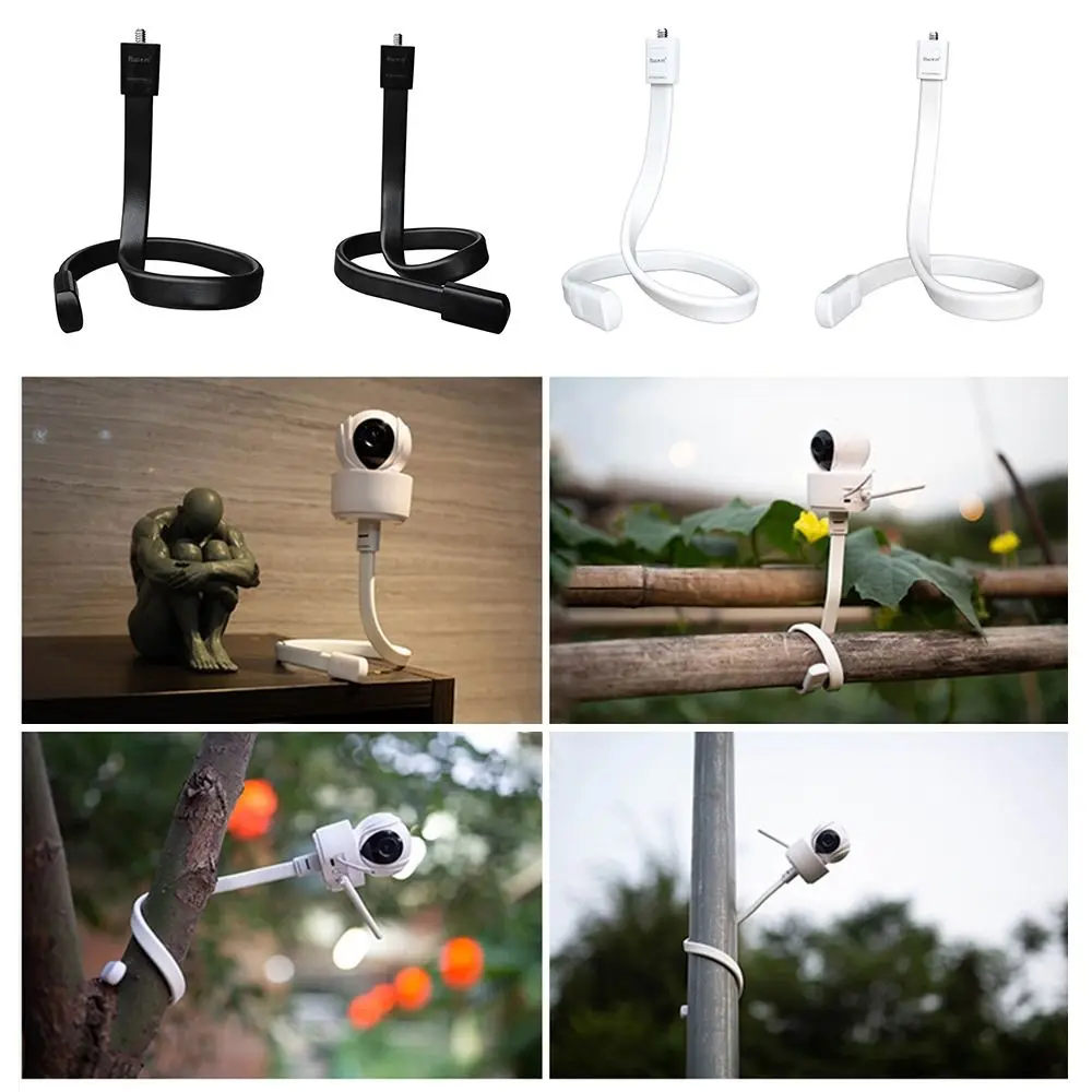 1/4 M6 Thread Monitor Support Bracket Multifunctional Black White Monitor Bracket Silicone Adjustable Gooseneck Camera Holder