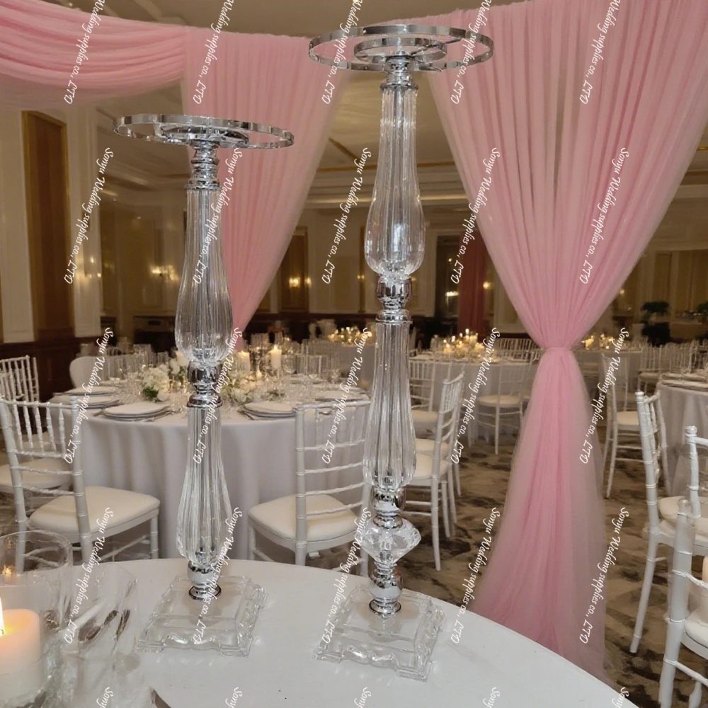 

10pcs)50-100cm)Acrylic Diamond Pattern Table Centerpiece, floral Stands for Wedding Decoration, Restaurant Decoration vase