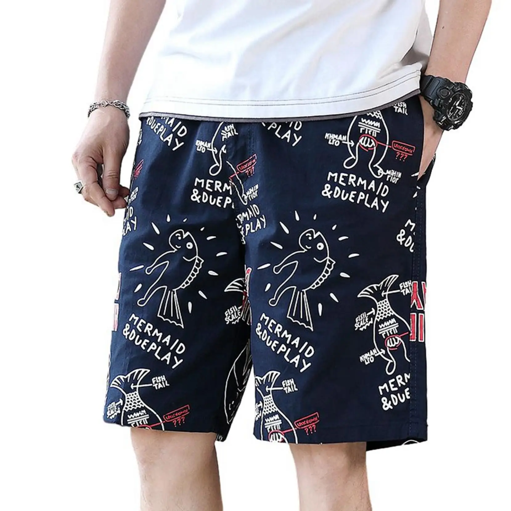 

Мужские плавки-шорты с мультяшным принтом, модные, повседневные, для отдыха, с эластичным поясом, в уличном стиле