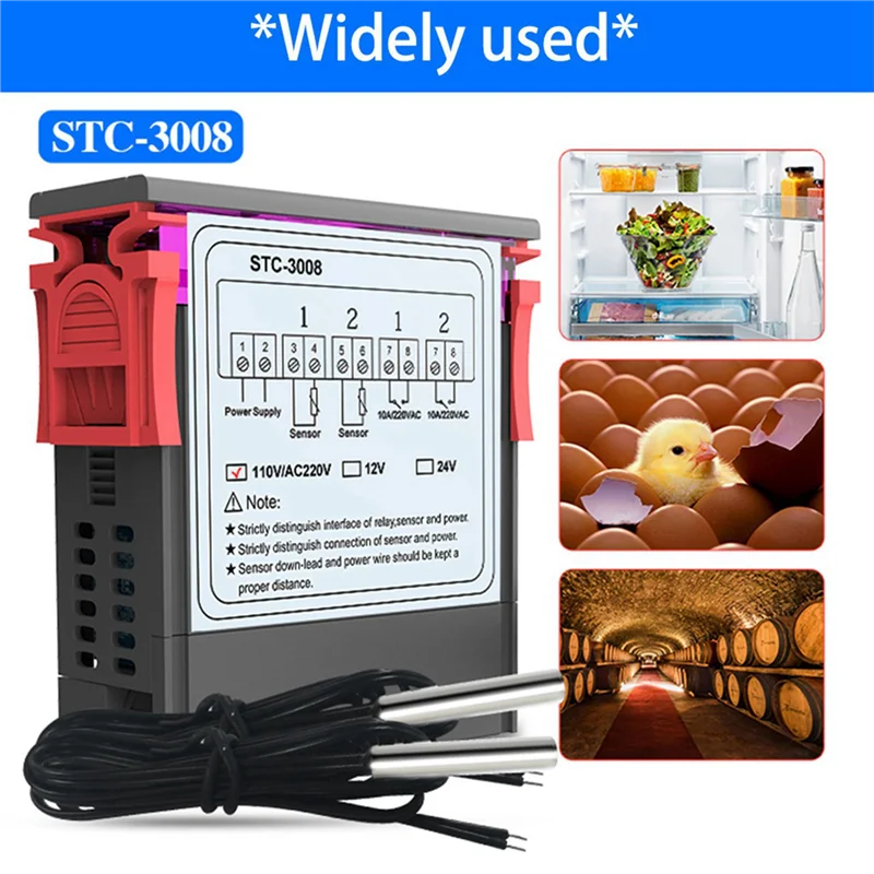 BNVN-5X цифровой термостат регулятор температуры STC-3008 термометр датчик гигрометр 12 В 24 В 220 В