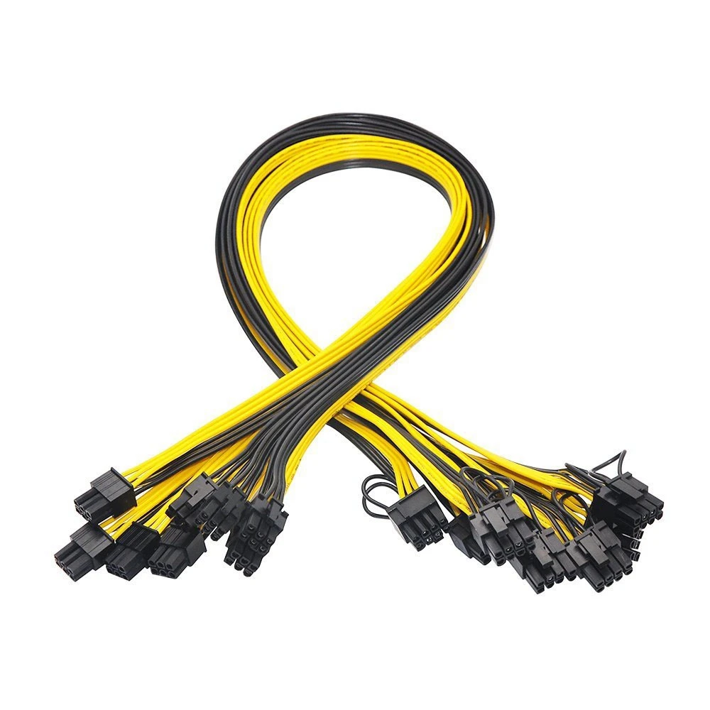 20Pcs 6 Pin PCI-E to 8 Pin (6+2) PCI-E (Male To Male) GPU Power Cable 50cm for Graphic Cards Server Breakout Board