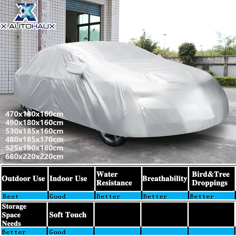 

X Autohaux Universal Waterproof Car Cover Outdoor Anti-UV Anti-sctatch Protection Covers for SUV Sedan Truck 470x180x160cm