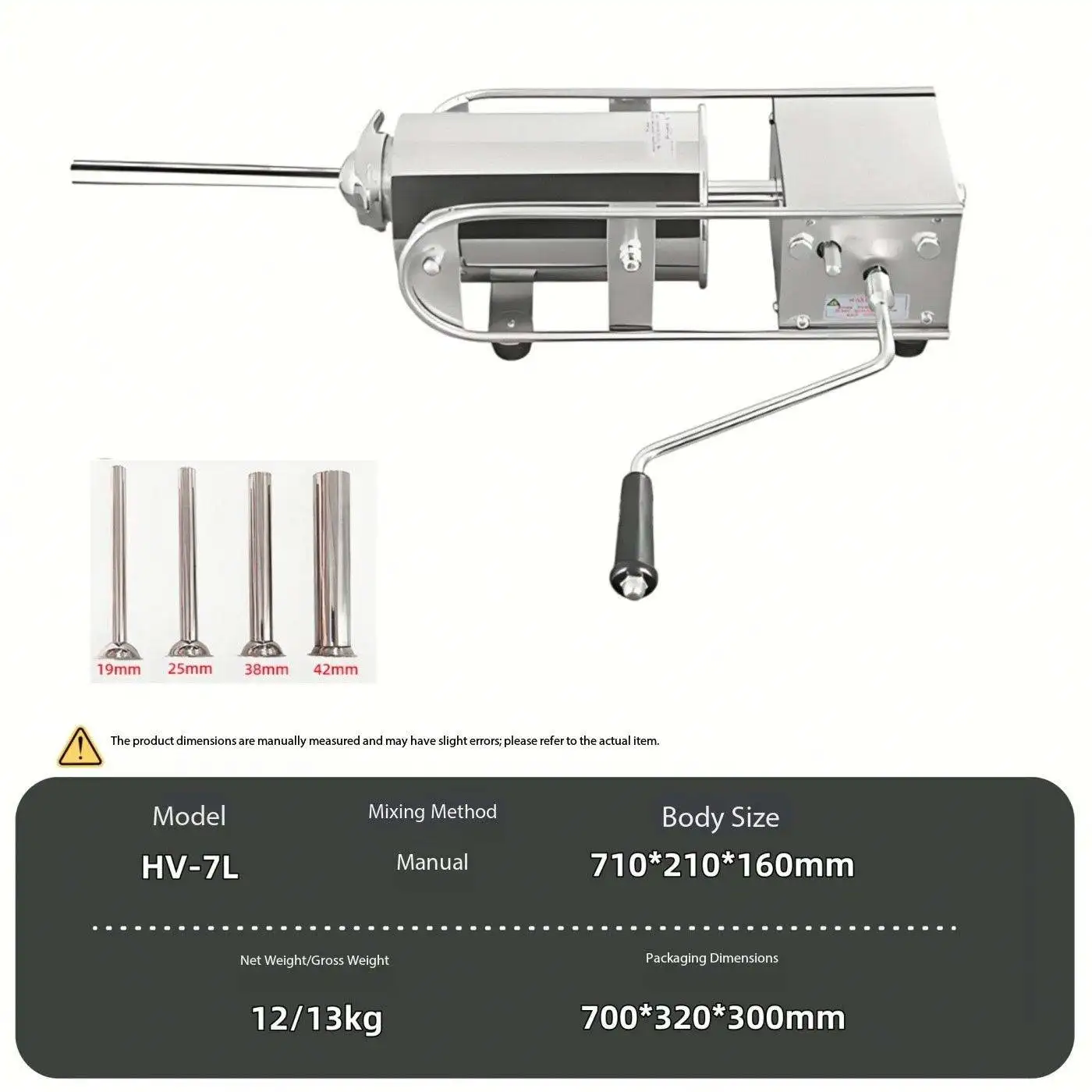 7L Horizontal Stainless Steel Sausage Stuffer for Hotel Restaurant Home Kitchen Meat Processing Latin Fried Dough Stick Machine view 4