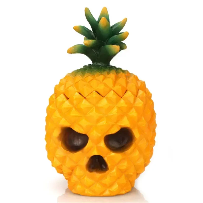 Originality Yellow Pineapple-shaped skull ornaments Dust-proof Office or Home Resin Storage Boxes Desktop Sundries Trash Bin