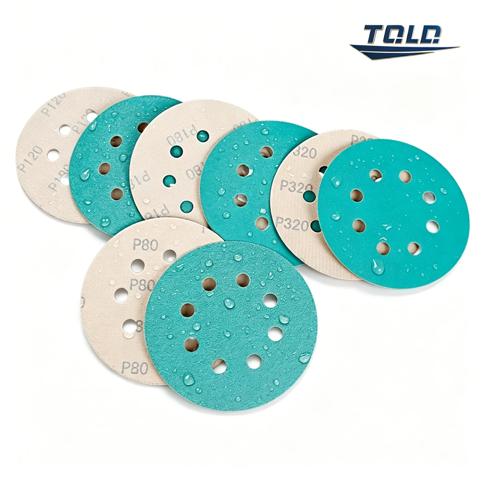 

5in 8hole Polyester Film Green Sandpaper 125MM Back Velvet Disc Zirconium Corundum Material Dry and Wet Universal Abrasive Tool