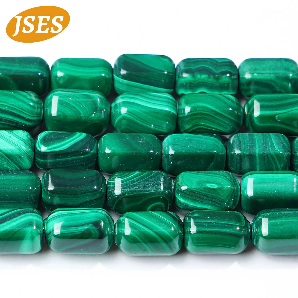 

AA Natural Dark Green Malachite Stone Loose Beads Smooth Nugget Free Form Column Shape for Jewelry Making Diy Bracelet Necklace