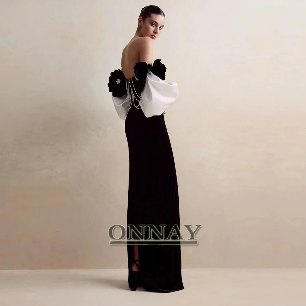 

Customized Trendy 3D Flowers Prom Dresses for Women Beading with Slit Sheath Kuwait Saudi Arabric Gala Bespoke Vestidos De Gala