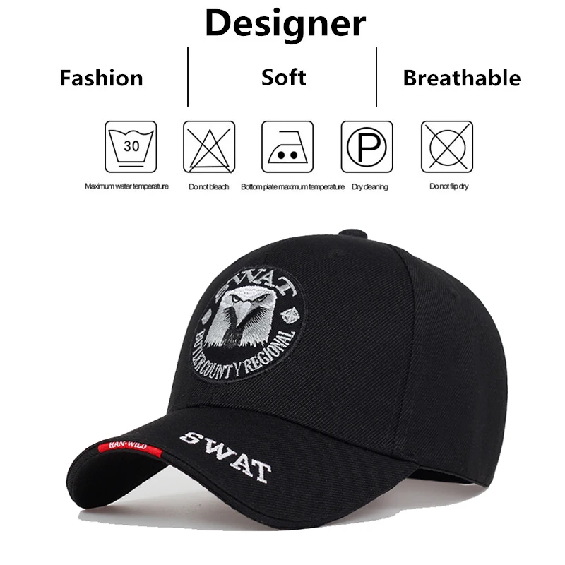 Fashion SWAT Eagle Embroidery Hip-hop Hats Outdoor Adjustable Casual Baseball Caps Sunscreen Hat