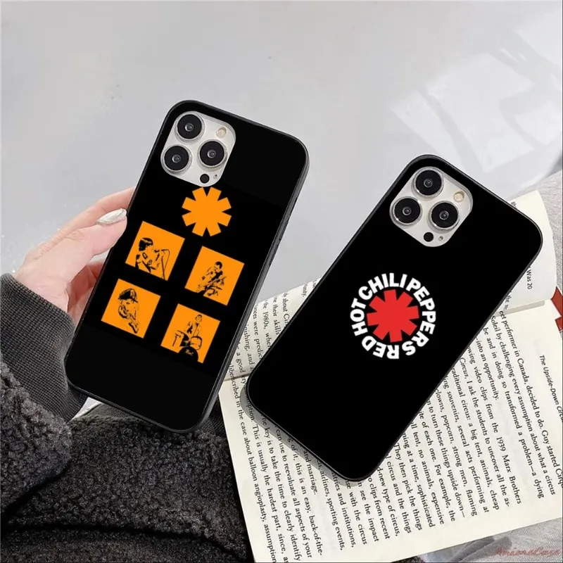 Red RHCP P-Peppers Phone Case for iPhone 14 13 12 11 XS X 8 7 6 Plus Mini Pro Max SE 2022 Black Soft Cover Funda Shell