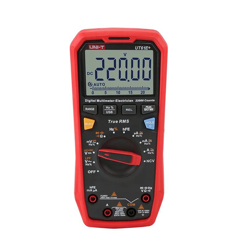 UNI-T UT61E+ Multimeter for industrial use measuring voltage and current True RMS 22000 display USB transmission 1000V DC/AC 20A