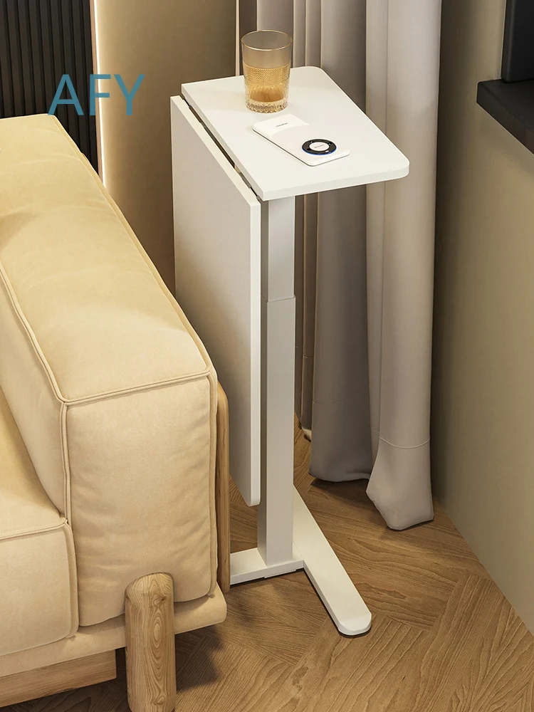 Folding Sofa Side Table for Home Office Desk Writing Pneumatic Lift Bedside Movable Small Space Living Room Bedroom Workspace