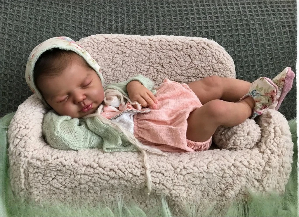 NPK 20'' Already Painted Kits Valentina Reborn Baby Doll with Cloth Body 3D Painted Skin Many Details Veins Bebe Reborn Kits