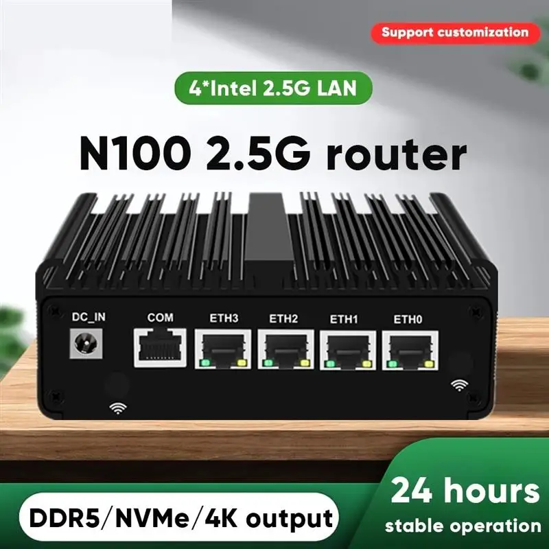 To PfSense Firewall Soft Router N5105 N100 N6000 4xIntel i226 2.5G LAN 2xDDR4 NVMe Fanless Mini PC HDMI2.0 DP AES-NI OPNsense