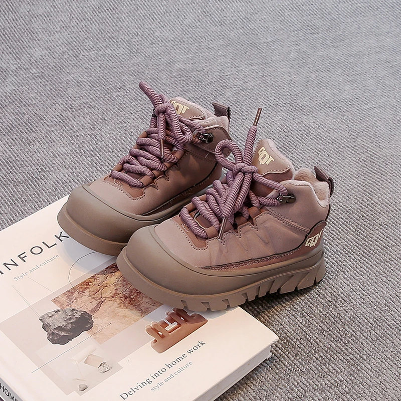 

2025 Winter New Kids Casual Shoes Suede Warm Soft Bottom Comfortable Children Cotton Shoes Toes Capped Boys Girls Fashion Shoes