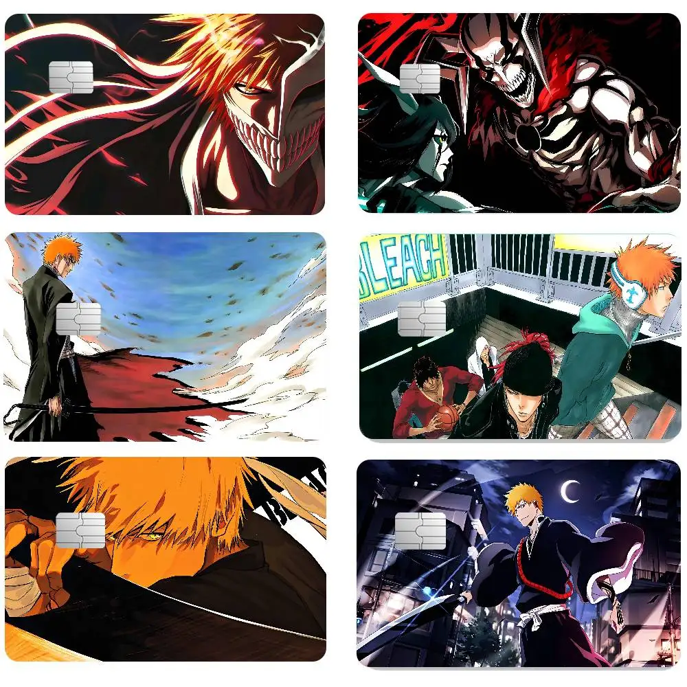Anime BLEACH Anime Cartoon 4pcs 1Set Skin Stickers Film Tape Case For Big Credit Debit Card Front Side