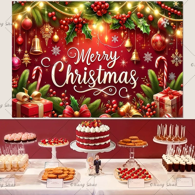 Christmas Backdrop Background Merry Christmas Decorations For Home 2024 Navidad Noel Kerst Natal Xmas Decor Supplies Gifts