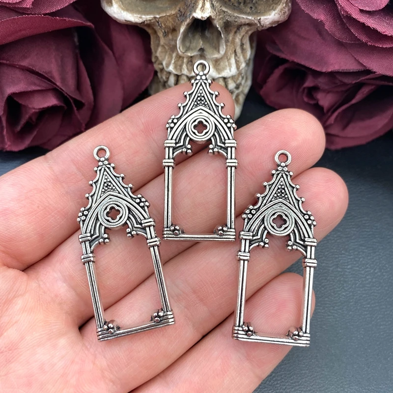 5pcs 47*19mm Gothic Vintage Hollow Out Castle Church Charms Pendant Designer Charms Fit Jewelry Making DIY Jewelry Findings