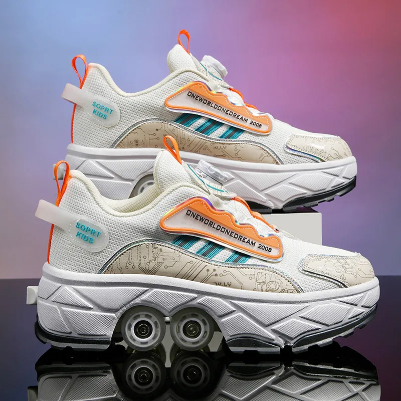 

Children Roller Skates Four-Wheel Brakes Fashion Breathable New Outdoor Sports Rollerblade Shoes for Kids