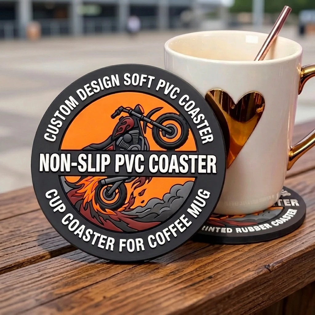 Personalized round Coaster Custom Logo PVC Drink Mat Non-Slip Hot Pad Tabletop Decoration Silicone-Free