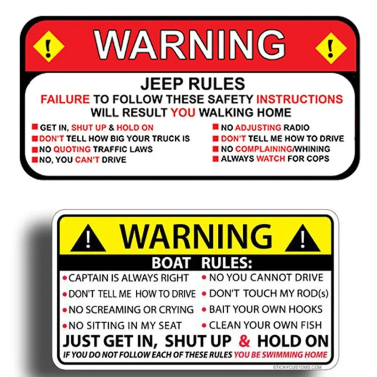 

BOAT RULES Warning Sticker Funny Vinyl Waterproof Car Styling Auto Bumper Decal