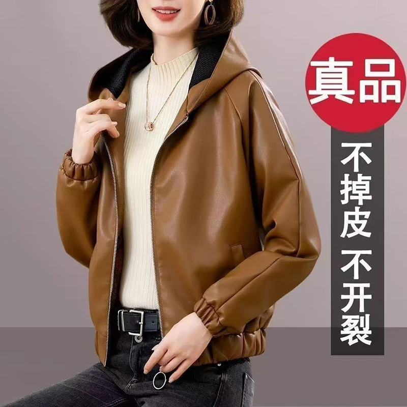 Capispalla in pelle casual chic da donna 2025 Nuovo autunno inverno Pelliccia monopezzo sciolto dimagrante giacca corta in pelle Top