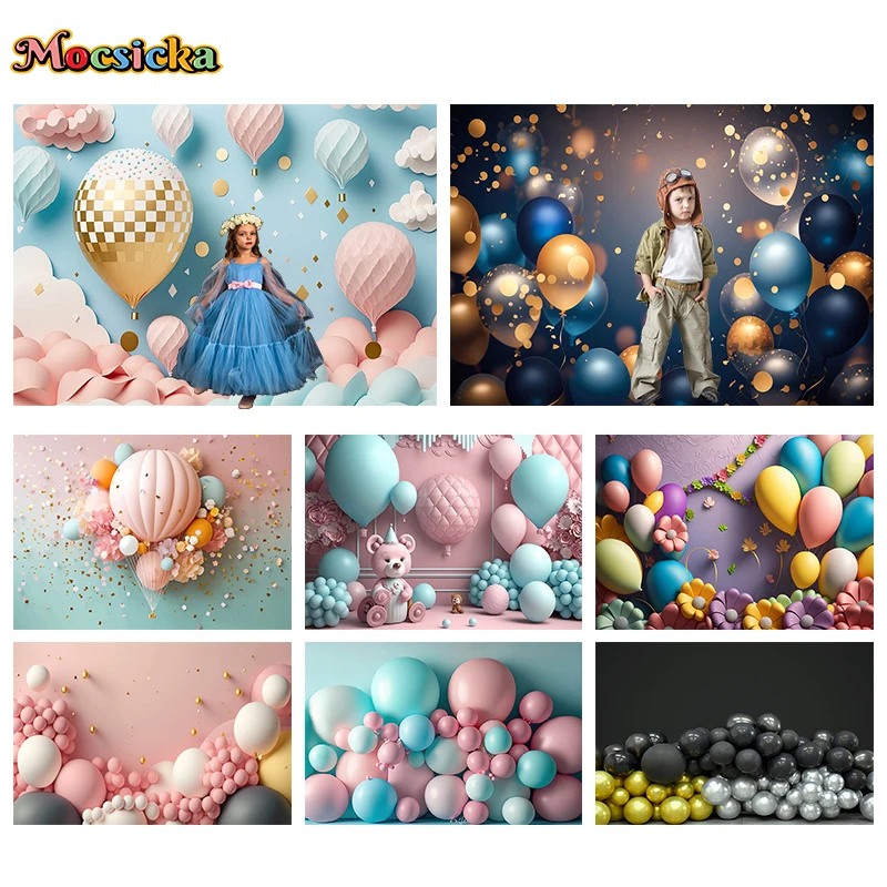 Mocsicka Hot Air Balloon Background Photography Decorations Cake Smash Newborn Birthday Party Baby Portrait Photo Backdrop Props