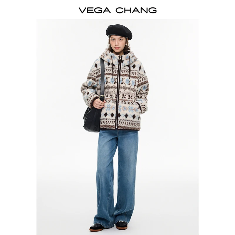 Vega Chang New Winter Women's Jacket, Lazy Style Imitation Lamb Wool Warm Cotton Clothing