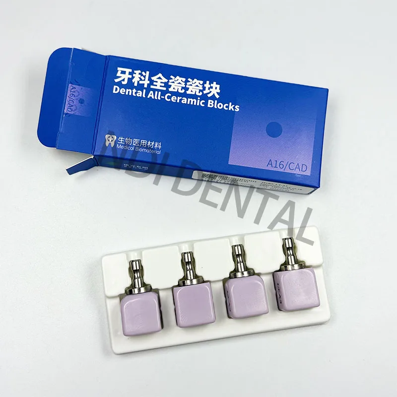 Dental A16L 4Pcs/Box Lithium Disilicate Blocks with Hole Dental Lab LT/HT Glass Ceramic Cubes 18x16x18mm In Dental Lab Blocks