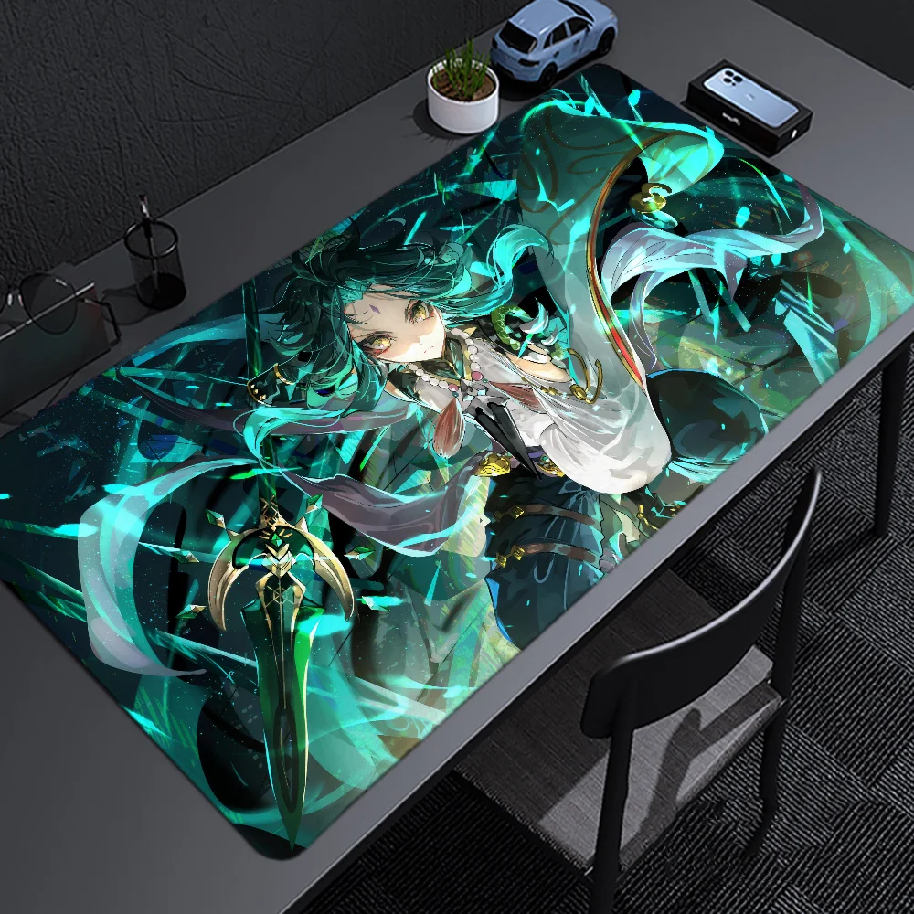 G-genshin Mousepad besar, alas Mouse Gaming dengan kunci tebal Keyboard komputer